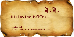Miklovicz Márk névjegykártya